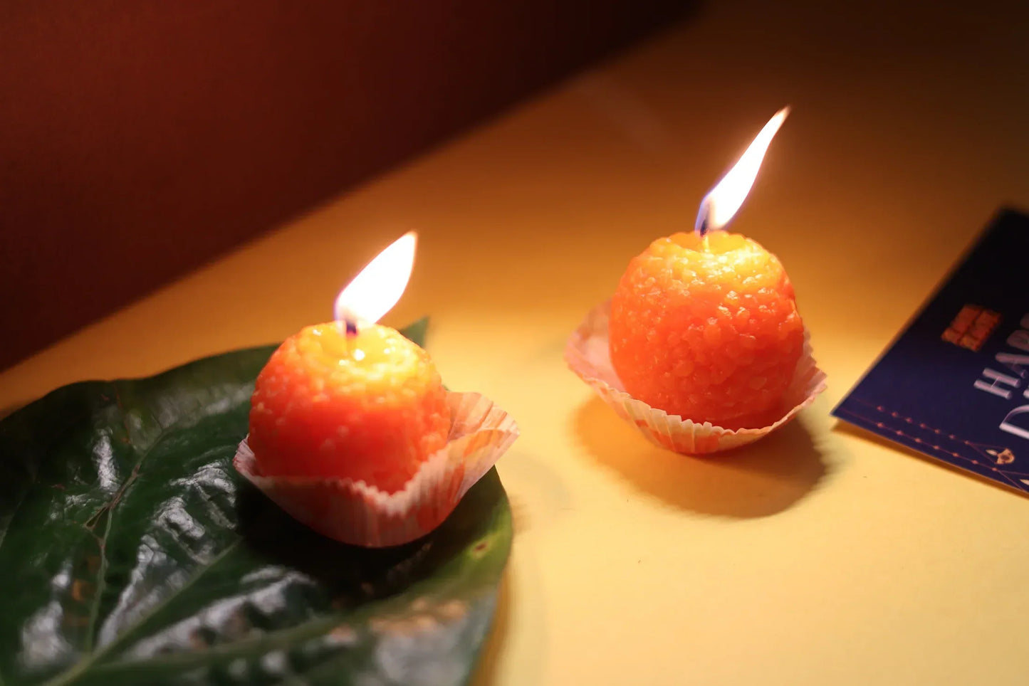 Handmade Motichoor laddoo Diyas (Set Of 2) - nam nam