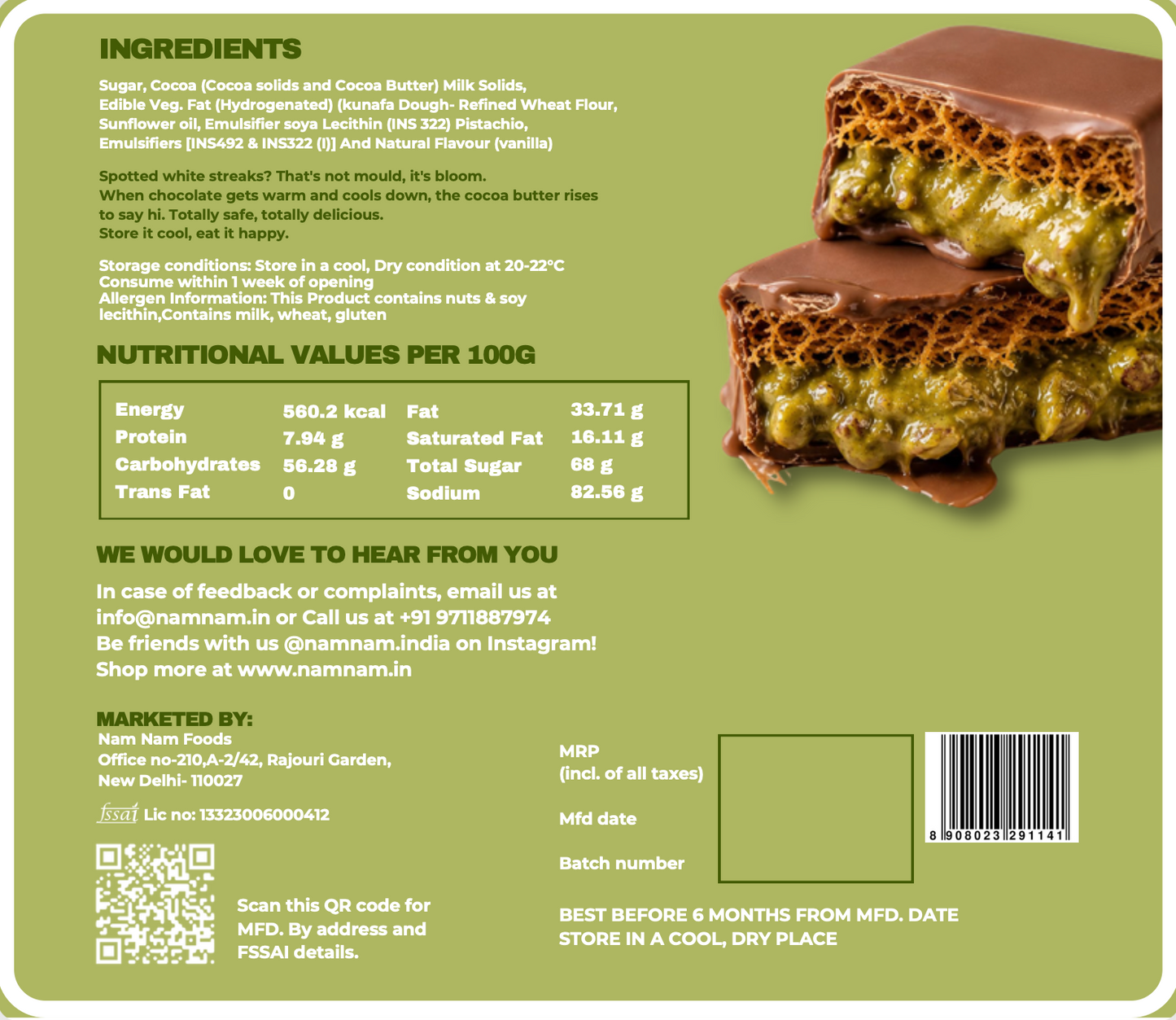 Dubai Pistachio Kunafa Bites(Belgian Couverture)