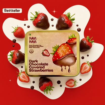 Freeze-Dried Strawberries Dipped in Belgian Dark Couverture