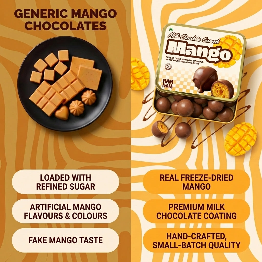Freeze-Dried Mango Dipped in Belgian Milk Chocolate