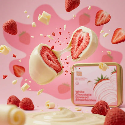 Freeze-Dried Strawberries Dipped in Belgian White Chocolate