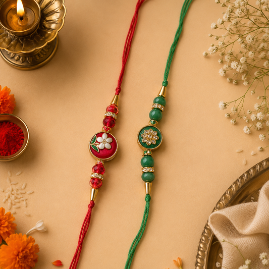 Premium Rakhi Set (Pack of 2) | Brother & Sister Rakhi