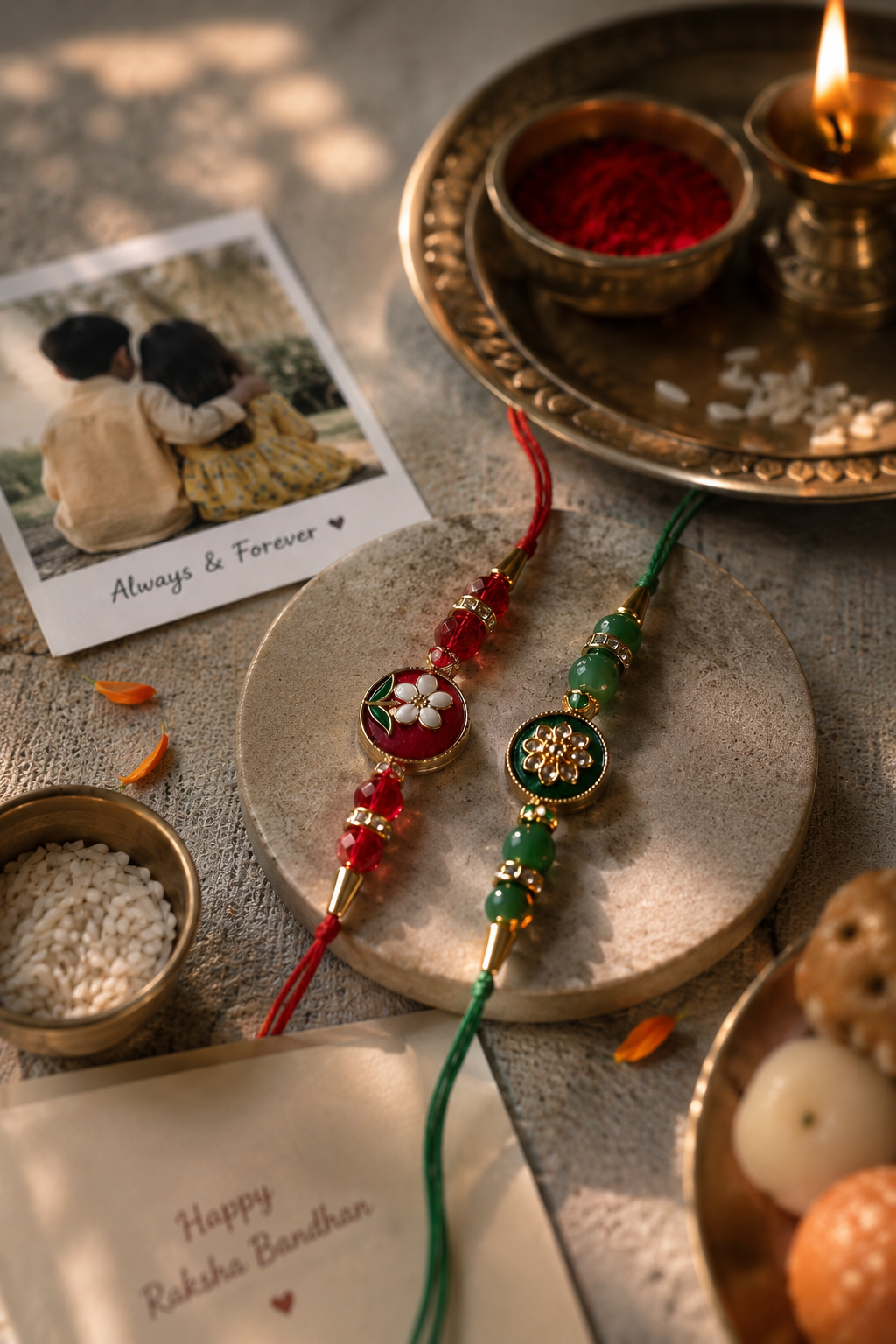 Premium Rakhi Set (Pack of 2) | Brother & Sister Rakhi