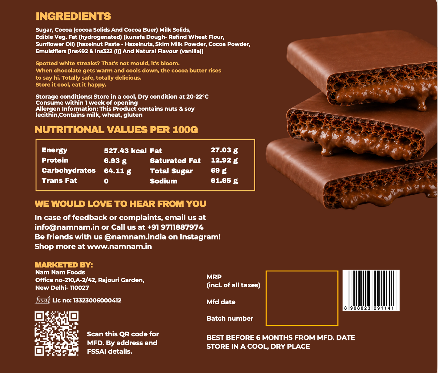 Dubai Chocolate Hazelnut Kunafa Bites(Belgian Couverture)