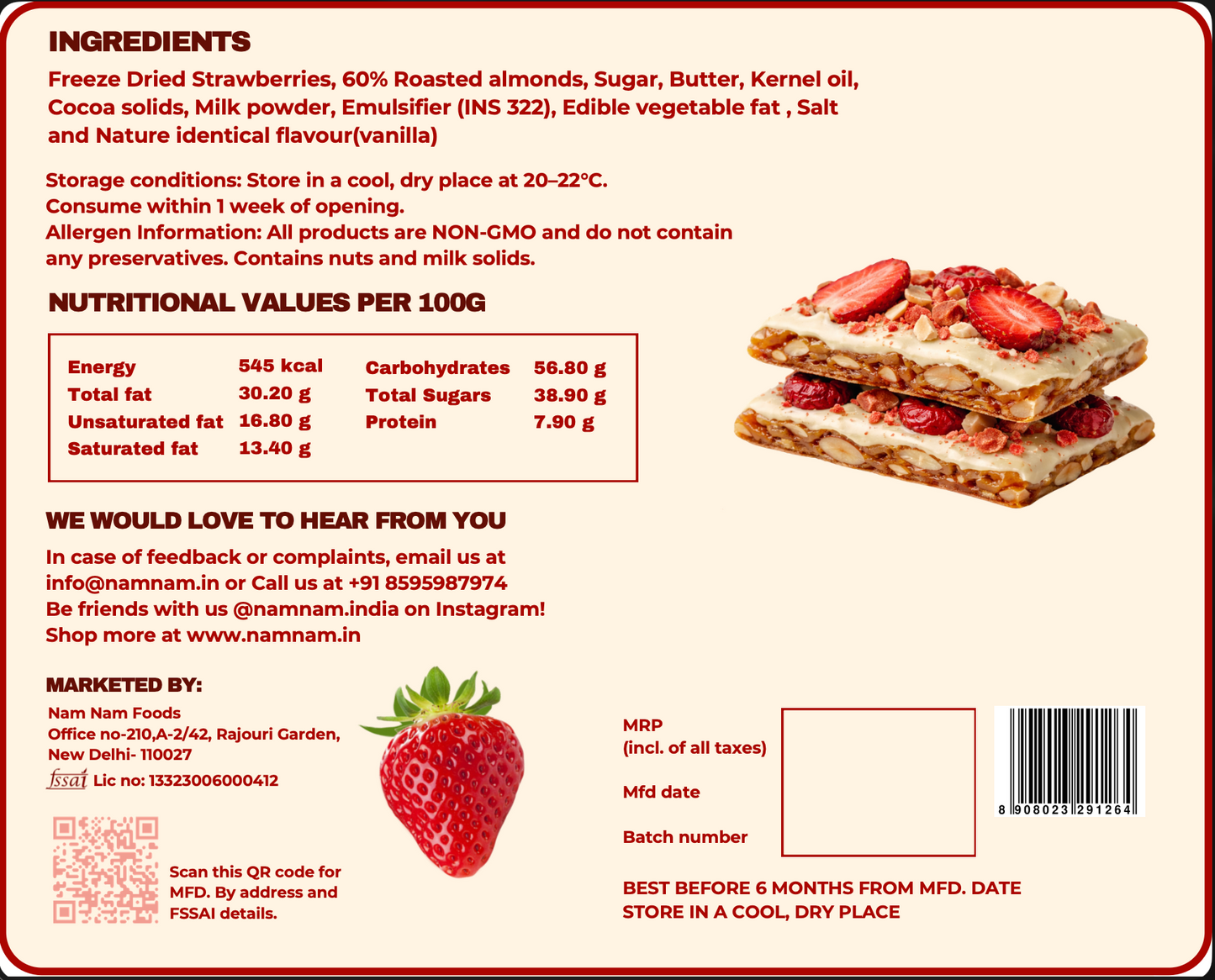White Chocolate Strawberry Almond Crunch
