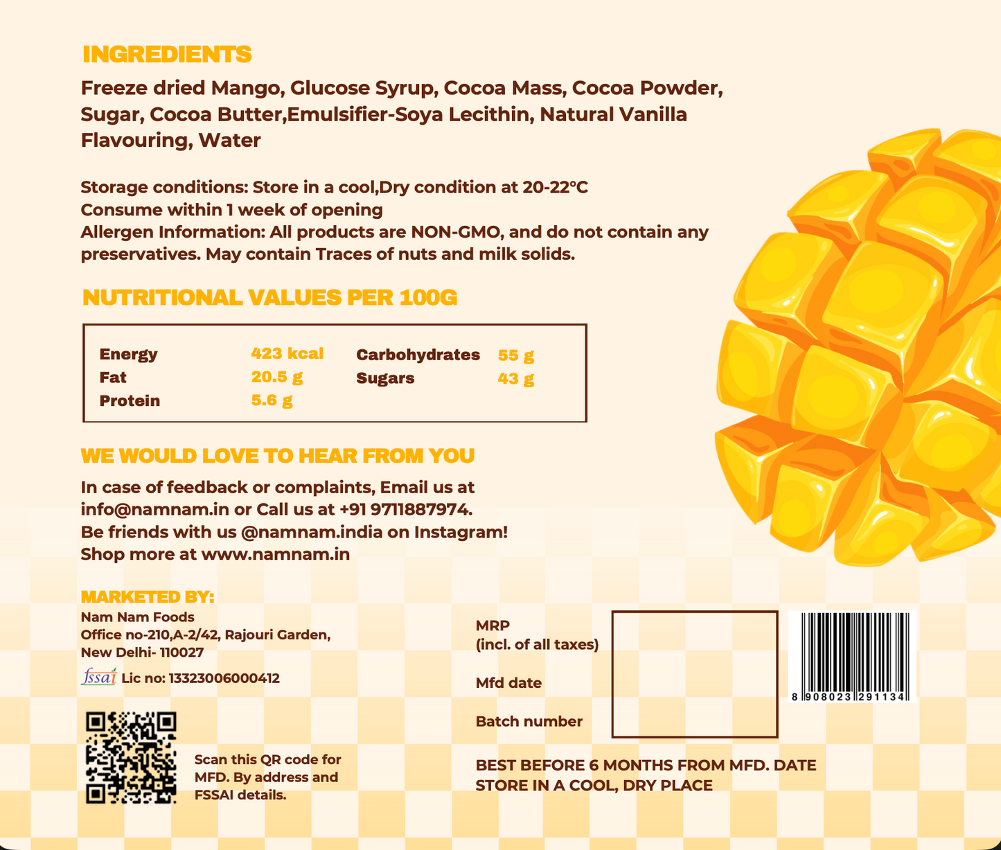 Freeze-Dried Mango Dipped in Belgian Milk Chocolate