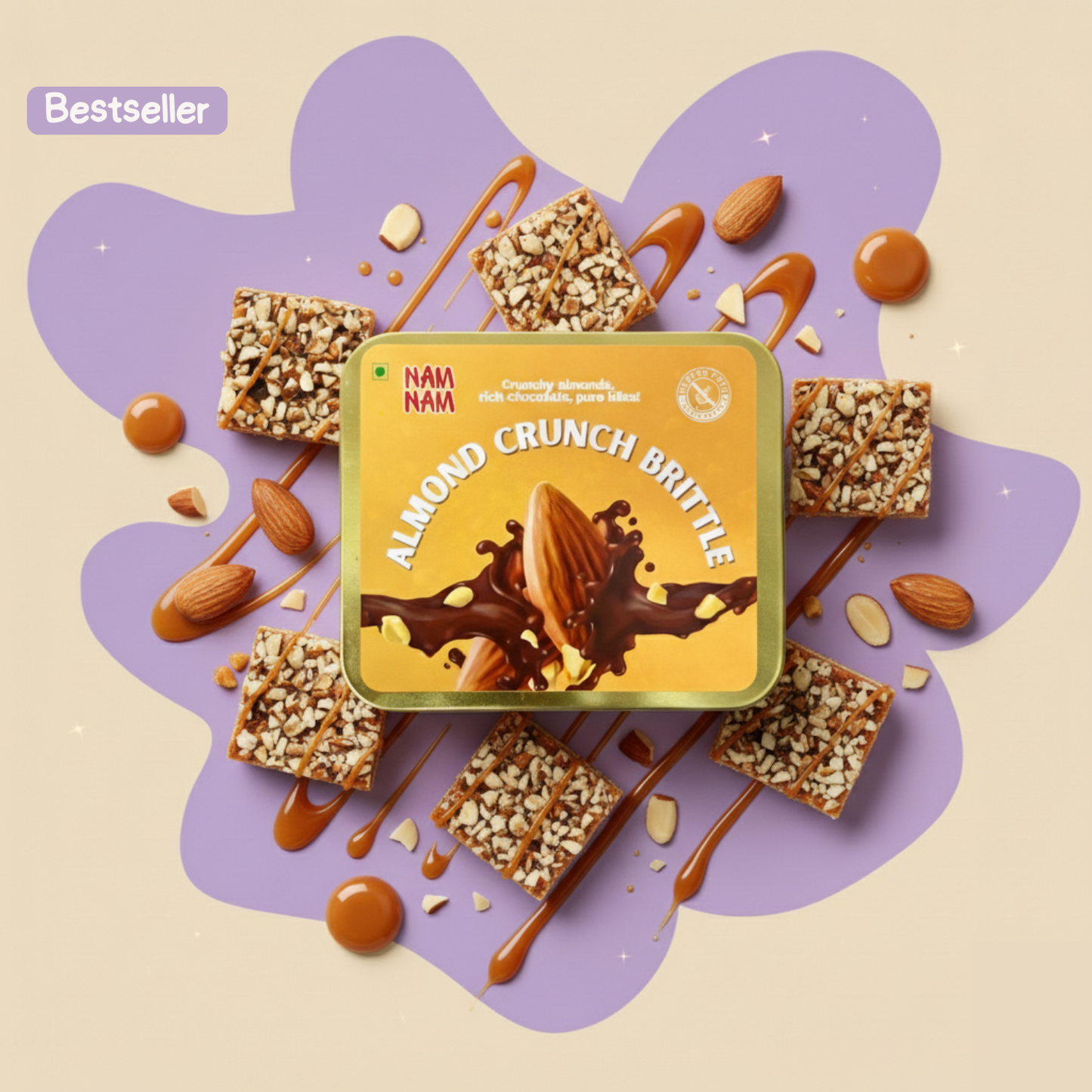 60% Almond Crunch Brittle -Dipped in Belgian Couverture