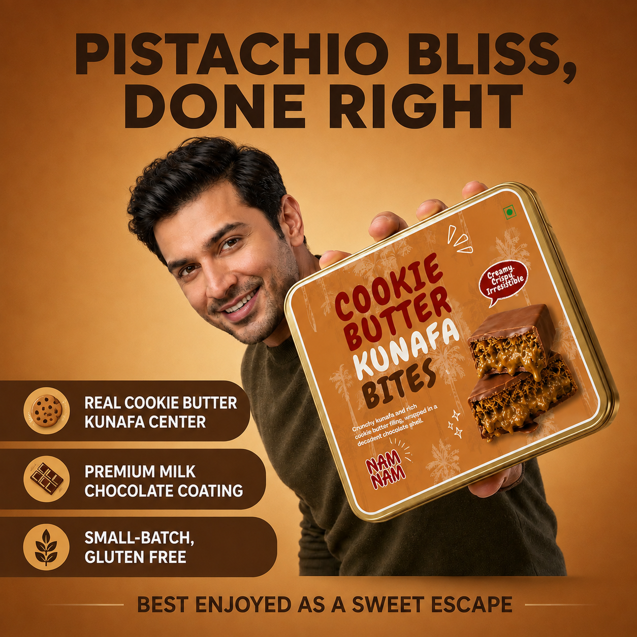 Dubai Cookie Butter Kunafa Bites(Belgian Couverture)