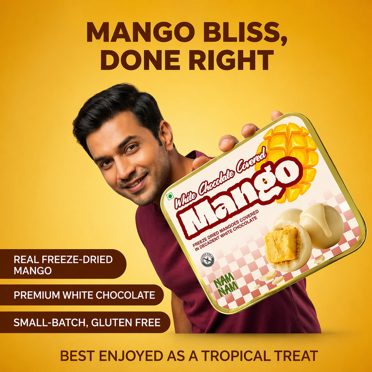 Freeze-Dried Mango Dipped in Belgian White Chocolate